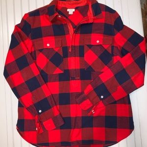 JCREW QUARTER ZIP FLANNEL
